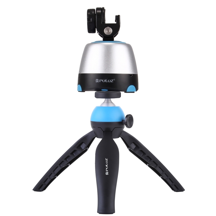 PULUZ Electronic 360 Degree Rotation Panoramic Head + Tripod Mount + GoPro Clamp + Phone Clamp with Remote Controller for Smartphones, GoPro, DSLR Cameras(Blue) - 1