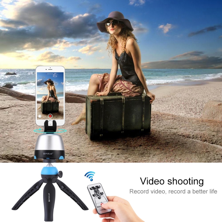 PULUZ Electronic 360 Degree Rotation Panoramic Head + Tripod Mount + GoPro Clamp + Phone Clamp with Remote Controller for Smartphones, GoPro, DSLR Cameras(Blue) - 11