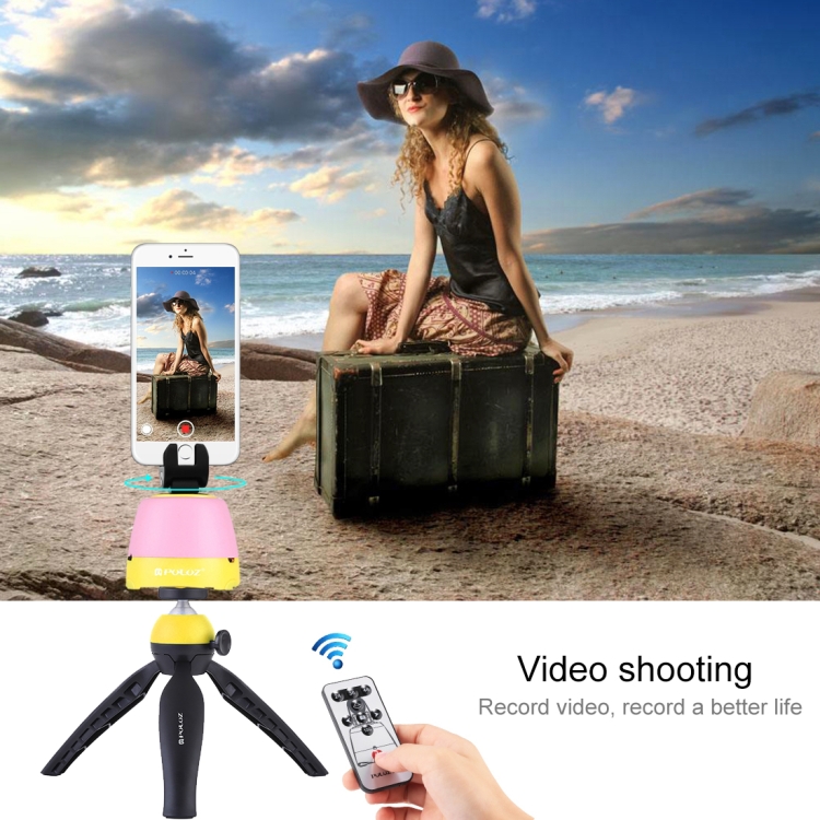 PULUZ Electronic 360 Degree Rotation Panoramic Head + Tripod Mount + GoPro Clamp + Phone Clamp with Remote Controller for Smartphones, GoPro, DSLR Cameras(Yellow) - 11