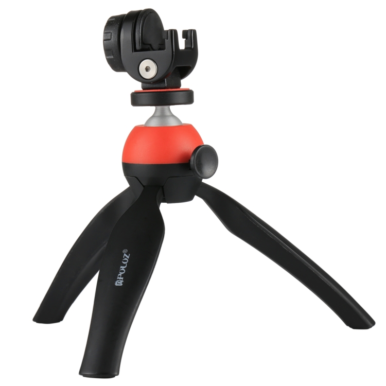 PULUZ Pocket Mini Tripod Mount with 360 Degree Ball Head & Phone Clamp for Smartphones(Red) - 1