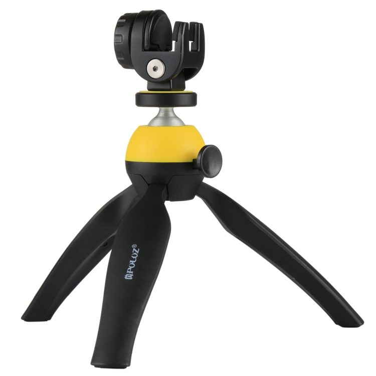 PULUZ Pocket Mini Tripod Mount with 360 Degree Ball Head & Phone Clamp for Smartphones(Yellow) - 1