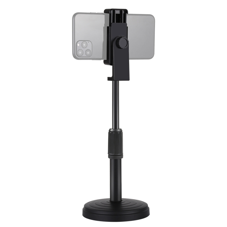 PULUZ Round Base Desktop Holder Mount with Phone Clamp, Adjustable Height: 15.5cm-25.5cm - 1