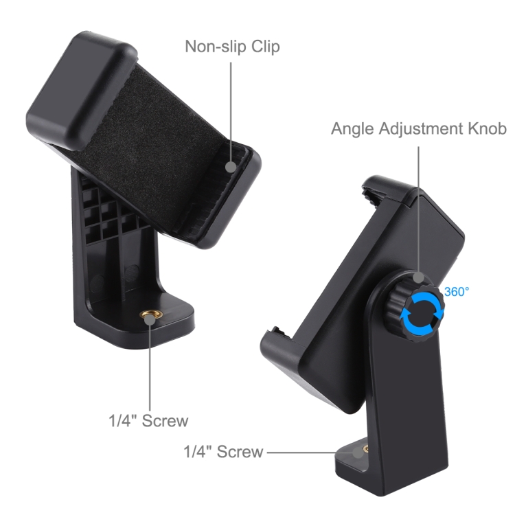 PULUZ Round Base Desktop Holder Mount with Phone Clamp, Adjustable Height: 15.5cm-25.5cm - 3