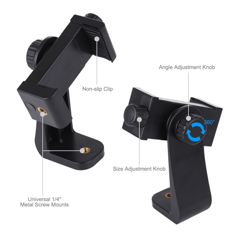 PULUZ 360 Degree Rotating Universal Horizontal Vertical Shooting Phone Clamp Holder Bracket for iPhone, Galaxy, Huawei, Xiaomi, Sony, HTC, Google and other Smartphones - 3