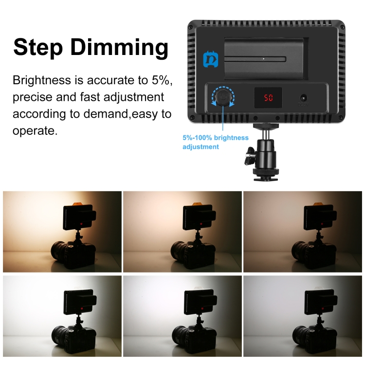 PULUZ 176 LEDs 12W 3300-5600K Dimmable Studio Light Video & Photo Light - 5
