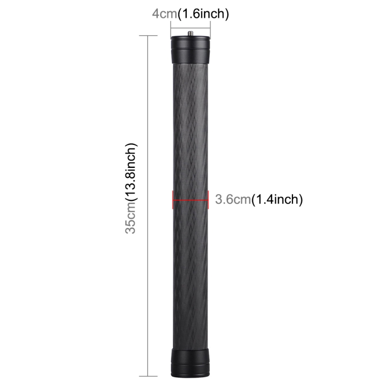 PULUZ Carbon Fiber Extension Monopod Pole Rod Extendable Stick for DJI / MOZA / Feiyu V2 / Zhiyun G5 / SPG Gimbal, Length: 35cm(Black) - 2