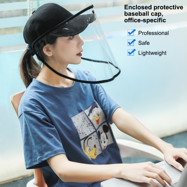 Anti-Saliva Splash Anti-Spitting Anti-Fog Anti-Oil Protective Baseball Cap Mask Removable Face Shield(Black) - 10