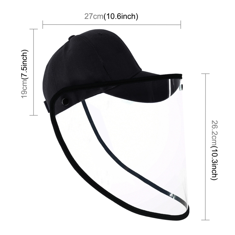 Anti-Saliva Splash Anti-Spitting Anti-Fog Anti-Oil Protective Baseball Cap Mask Removable Face Shield(Black) - 2