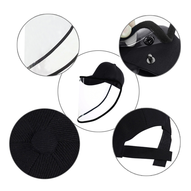Anti-Saliva Splash Anti-Spitting Anti-Fog Anti-Oil Protective Baseball Cap Mask Removable Face Shield(Black) - 3