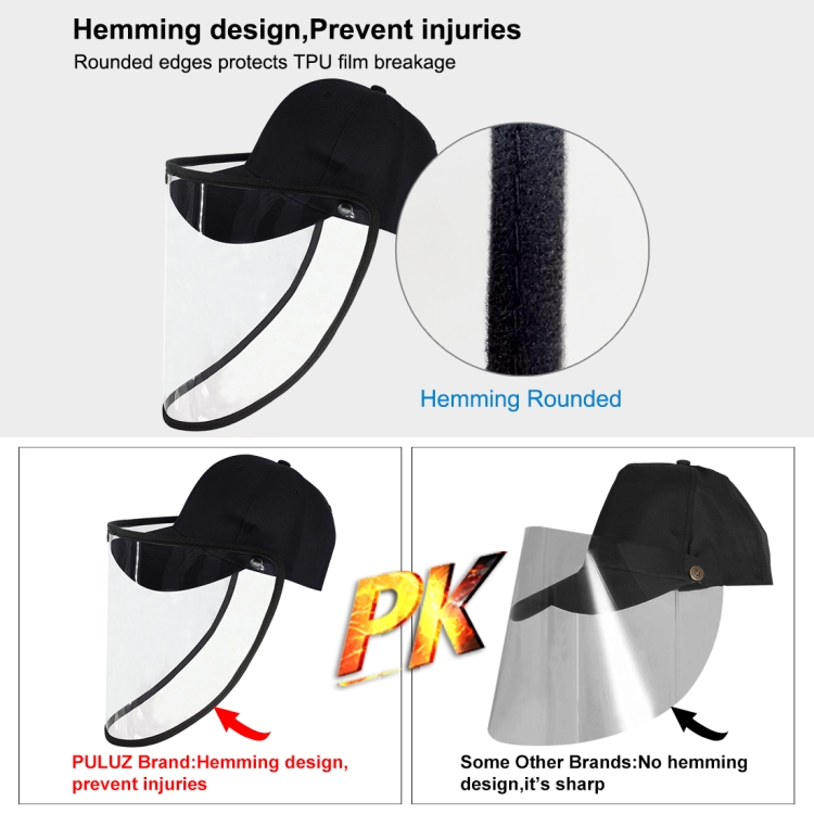 Anti-Saliva Splash Anti-Spitting Anti-Fog Anti-Oil Protective Baseball Cap Mask Removable Face Shield(Black) - 7