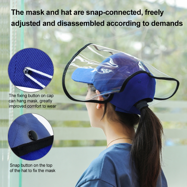 Anti-Saliva Splash Anti-Spitting Anti-Fog Anti-Oil Protective Baseball Cap Mask Removable Face Shield(Blue) - 6