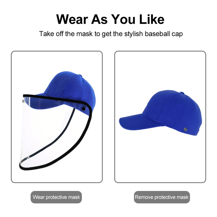 Anti-Saliva Splash Anti-Spitting Anti-Fog Anti-Oil Protective Baseball Cap Mask Removable Face Shield(Blue) - 7