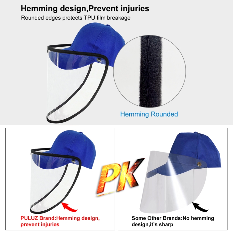Anti-Saliva Splash Anti-Spitting Anti-Fog Anti-Oil Protective Baseball Cap Mask Removable Face Shield(Blue) - 8