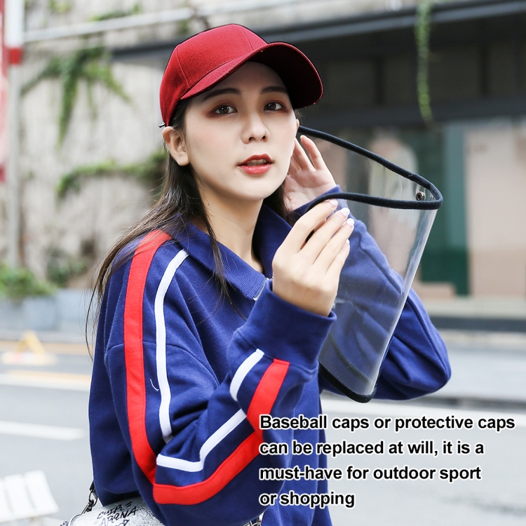 Anti-Saliva Splash Anti-Spitting Anti-Fog Anti-Oil Protective Baseball Cap Mask Removable Face Shield(Red) - 11
