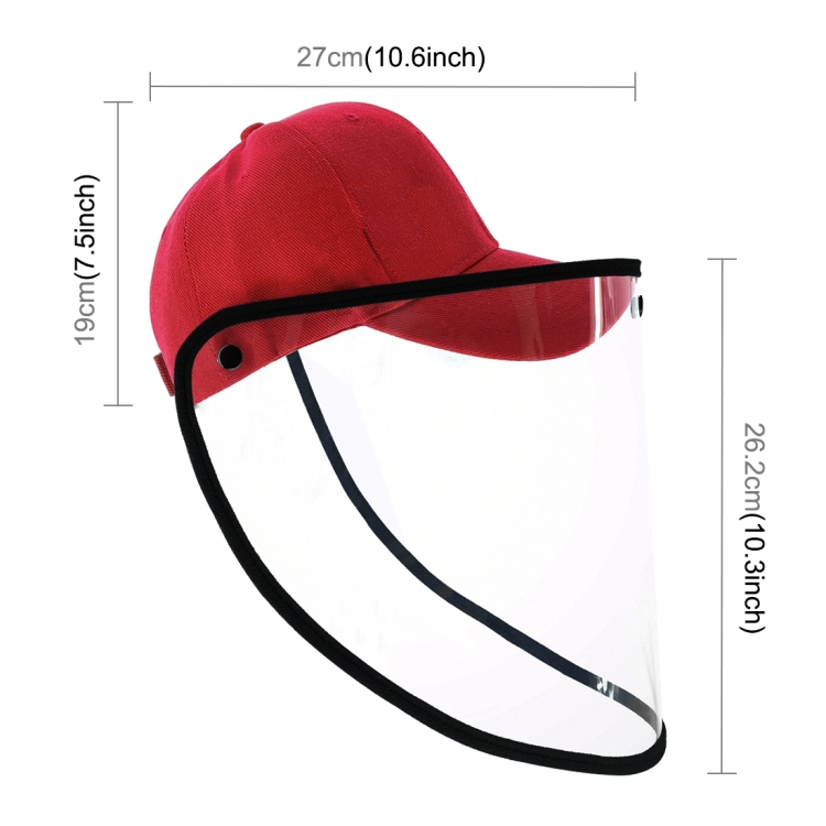 Anti-Saliva Splash Anti-Spitting Anti-Fog Anti-Oil Protective Baseball Cap Mask Removable Face Shield(Red) - 2
