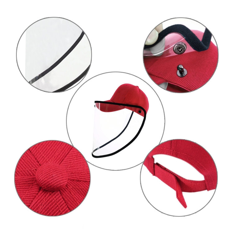 Anti-Saliva Splash Anti-Spitting Anti-Fog Anti-Oil Protective Baseball Cap Mask Removable Face Shield(Red) - 3