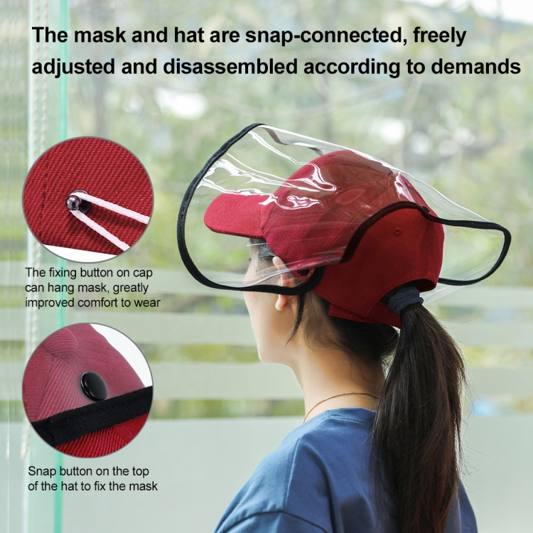 Anti-Saliva Splash Anti-Spitting Anti-Fog Anti-Oil Protective Baseball Cap Mask Removable Face Shield(Red) - 6