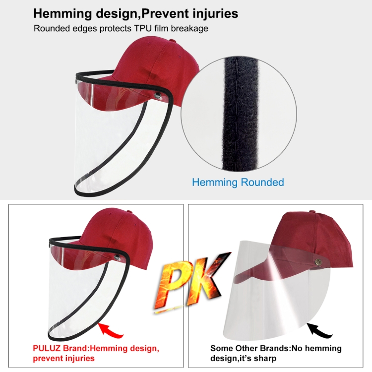 Anti-Saliva Splash Anti-Spitting Anti-Fog Anti-Oil Protective Baseball Cap Mask Removable Face Shield(Red) - 8