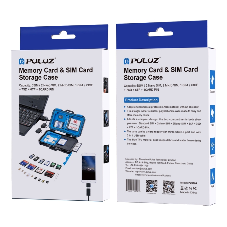 [US Warehouse] PULUZ Card Reader + 22 in 1 Memory Card Case for 1Standard SIM + 2Micro-SIM + 2Nano-SIM + 3CF + 7SD + 6TF + 1CARD PIN - 5