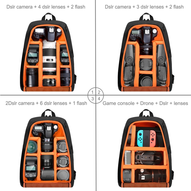 PULUZ Outdoor Portable Waterproof Scratch-proof Dual Shoulders Backpack Handheld PTZ Stabilizer Camera Bag with Rain Cover for Digital Camera, DJI Ronin-SC / Ronin-S(Black) - 1