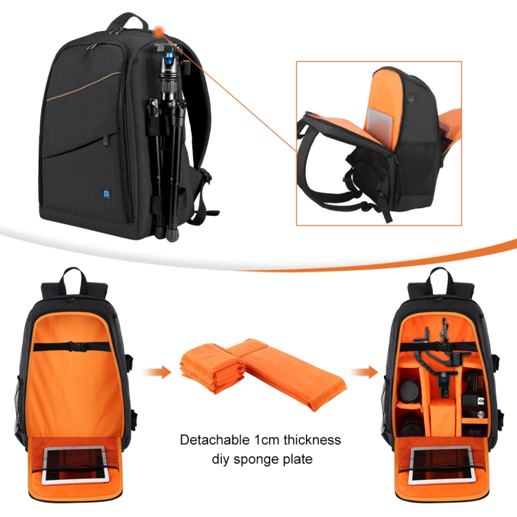 PULUZ Outdoor Portable Waterproof Scratch-proof Dual Shoulders Backpack Handheld PTZ Stabilizer Camera Bag with Rain Cover for Digital Camera, DJI Ronin-SC / Ronin-S(Black) - 4