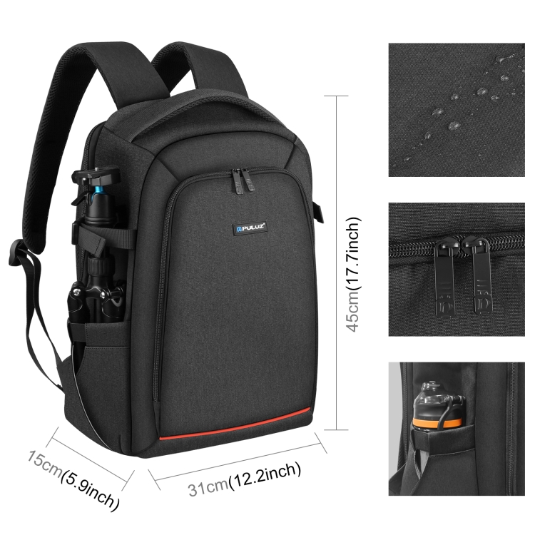 PULUZ Outdoor Portable Waterproof Scratch-proof Dual Shoulders Backpack Handheld PTZ Stabilizer Camera Bag with Rain Cover for Digital Camera, DJI Ronin-SC / Ronin-S (Black) - 2