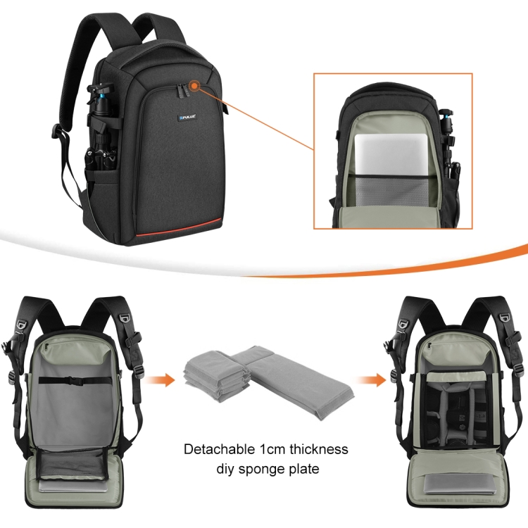 PULUZ Outdoor Portable Waterproof Scratch-proof Dual Shoulders Backpack Handheld PTZ Stabilizer Camera Bag with Rain Cover for Digital Camera, DJI Ronin-SC / Ronin-S (Black) - 5