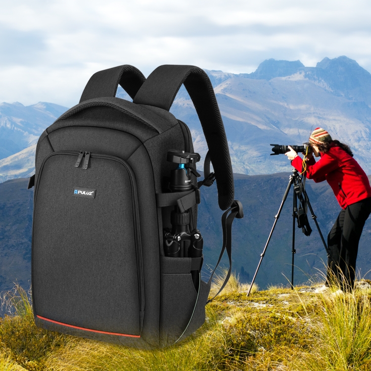 PULUZ Outdoor Portable Waterproof Scratch-proof Dual Shoulders Backpack Handheld PTZ Stabilizer Camera Bag with Rain Cover for Digital Camera, DJI Ronin-SC / Ronin-S (Black) - 7