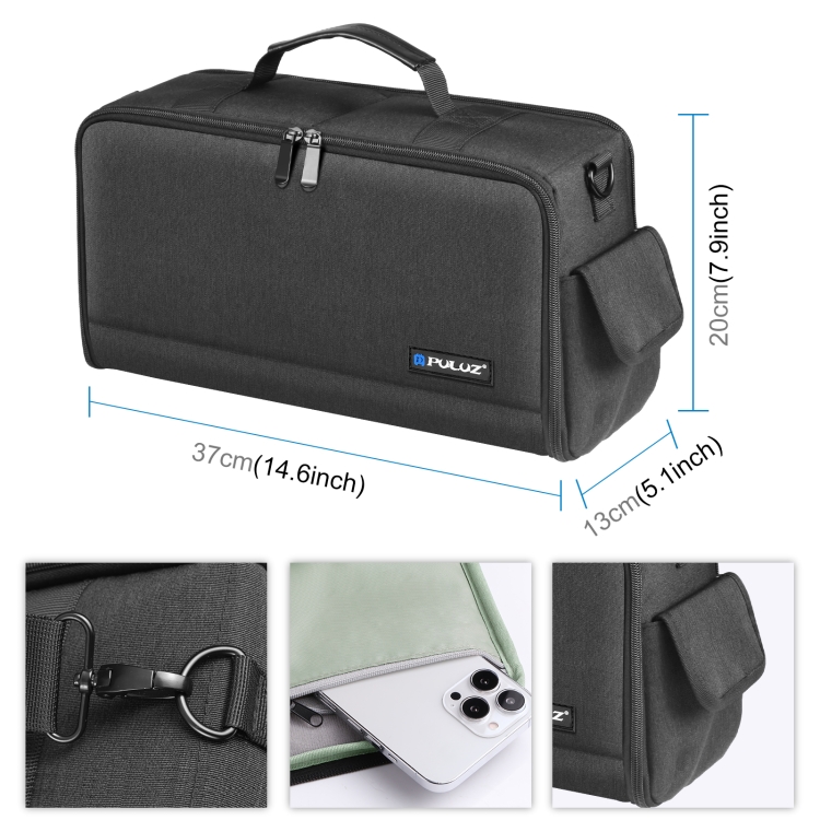 PULUZ Portable Camera Crossbody Shoulder Bag Digital Storage Lens Bag (Black) - 2