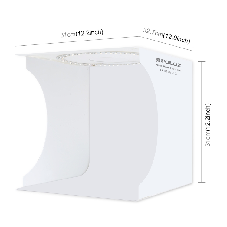 PULUZ 30cm Folding Portable Ring Light Board Photo Lighting Studio Shooting Tent Box Kit with 6 Colors Backdrops (Black, White, Yellow, Red, Green, Blue), Unfold Size: 31cm x 31cm x 32cm - 1