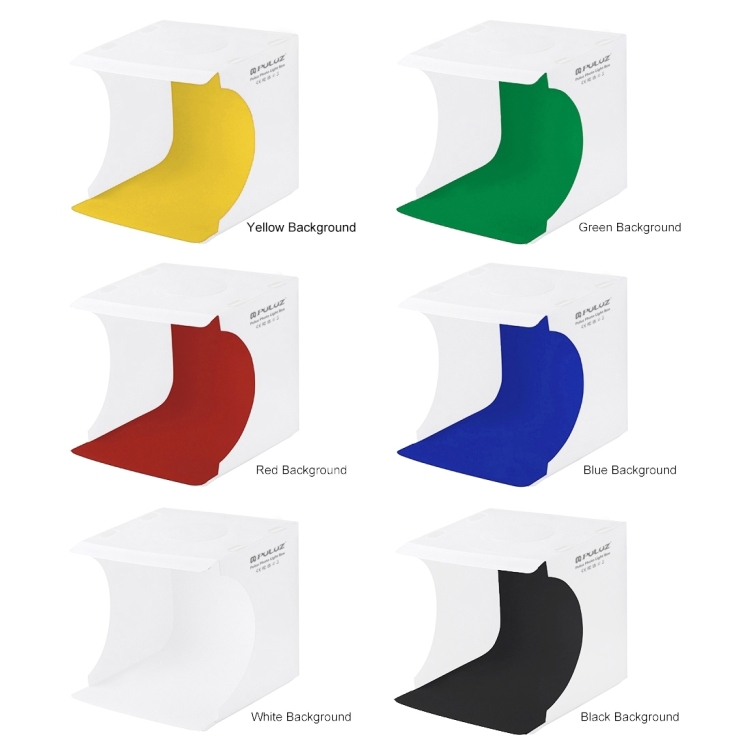 PULUZ 30cm Folding Portable Ring Light Board Photo Lighting Studio Shooting Tent Box Kit with 6 Colors Backdrops (Black, White, Yellow, Red, Green, Blue), Unfold Size: 31cm x 31cm x 32cm - 2