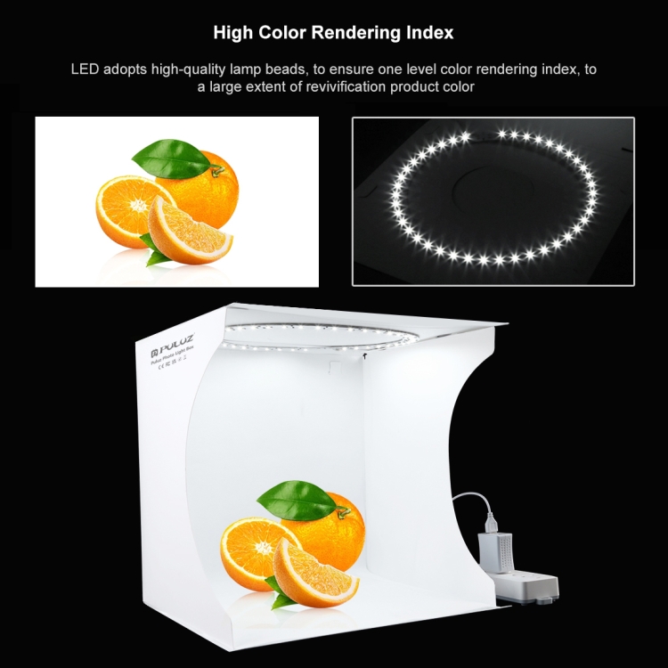 PULUZ 30cm Folding Portable Ring Light Board Photo Lighting Studio Shooting Tent Box Kit with 6 Colors Backdrops (Black, White, Yellow, Red, Green, Blue), Unfold Size: 31cm x 31cm x 32cm - 4