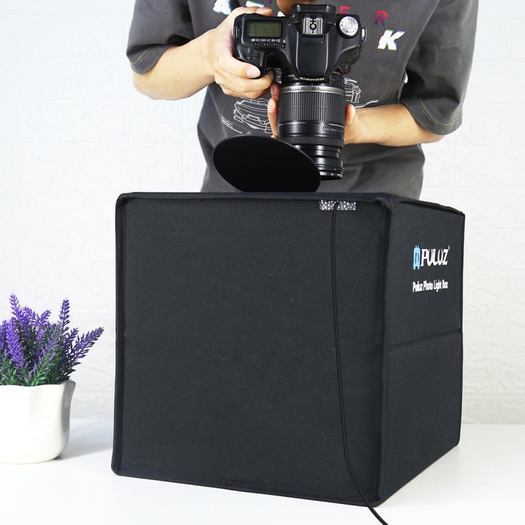PULUZ 30cm Folding  High 97 CRI Ring Light Photo Lighting Studio Shooting Tent Box Kit with 6 Colors Backdrops (Black, White, Orange, Red, Green, Blue), Unfold Size: 30cm x 30cm x 30cm(Black) - 10