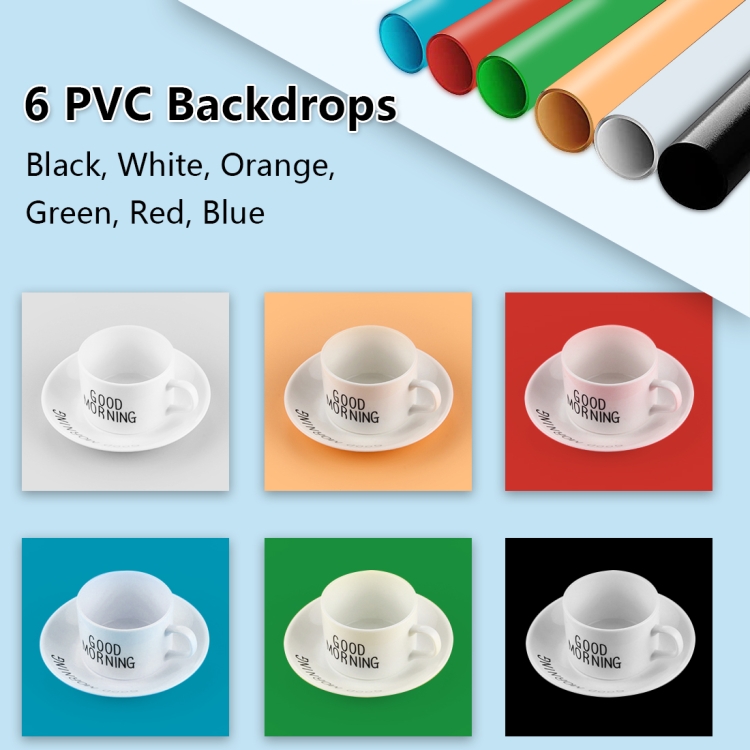PULUZ 30cm Folding  High 97 CRI Ring Light Photo Lighting Studio Shooting Tent Box Kit with 6 Colors Backdrops (Black, White, Orange, Red, Green, Blue), Unfold Size: 30cm x 30cm x 30cm(Black) - 2