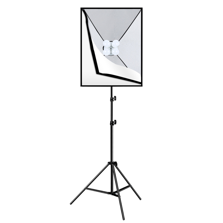 PULUZ 50x70cm Studio Softbox + 2m Tripod Mount + 4 x E27 20W 5700K White Light LED Light Bulb Photography Lighting Kit(US Plug) - 1