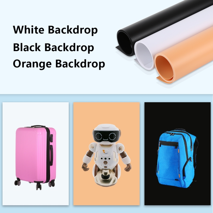 PULUZ 80cm Folding Portable 80W 9050LM White Light Photo Lighting Studio Shooting Tent Box Kit with 3 Colors (Black, White, Orange) Backdrops(US Plug) - 3