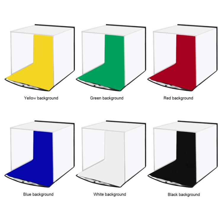 PULUZ 30cm Folding Portable Ring Light Photo Lighting Studio Shooting Tent Box Kit with 6 Colors Backdrops (Black, White, Yellow, Red, Green, Blue), Unfold Size: 31cm x 31cm x 32cm - 2