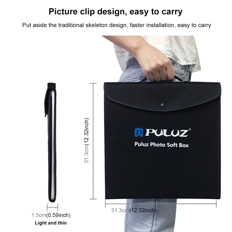 PULUZ 30cm Folding Portable Ring Light Photo Lighting Studio Shooting Tent Box Kit with 6 Colors Backdrops (Black, White, Yellow, Red, Green, Blue), Unfold Size: 31cm x 31cm x 32cm - 5