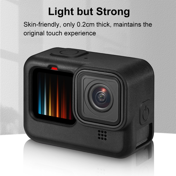 PULUZ for GoPro HERO10 Black / HERO9 Black Silicone Protective Case Cover with Wrist Strap & Lens Cover(Black) - 3