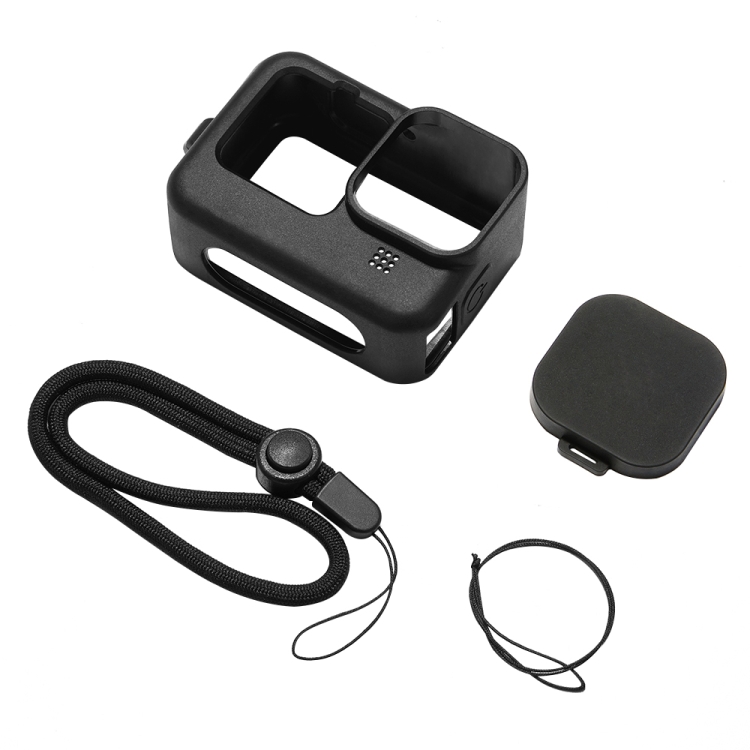 PULUZ for GoPro HERO10 Black / HERO9 Black Silicone Protective Case Cover with Wrist Strap & Lens Cover(Black) - 6