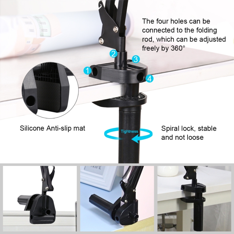 PULUZ  Live Broadcast Desktop Arm Stand Suspension Clamp Holder with Tablet PC Clamp (Black) - 4