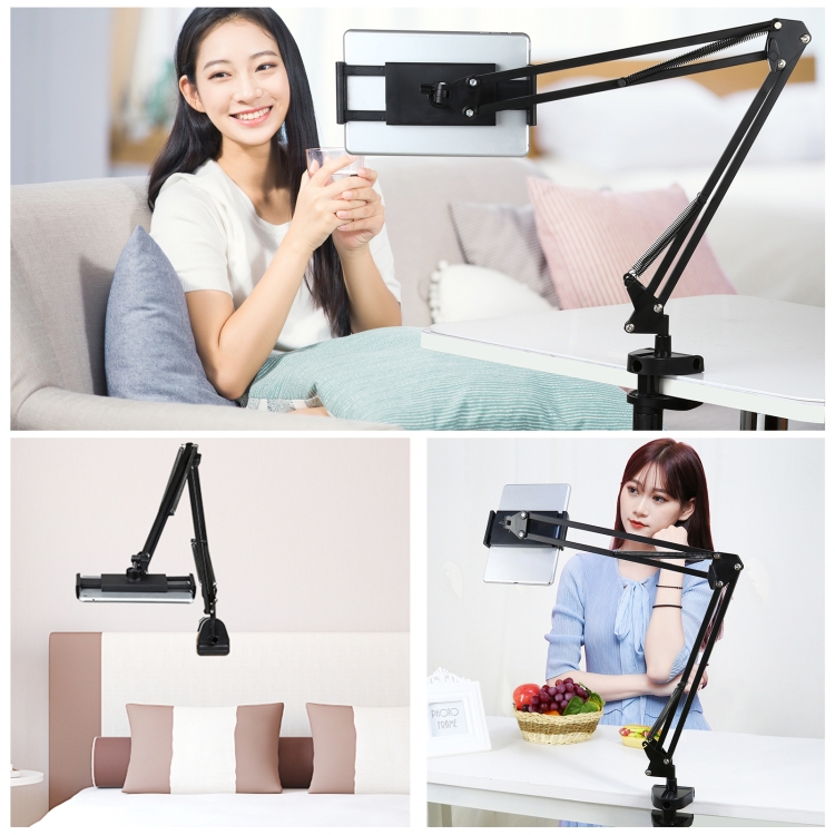 PULUZ  Live Broadcast Desktop Arm Stand Suspension Clamp Holder with Tablet PC Clamp (Black) - 6