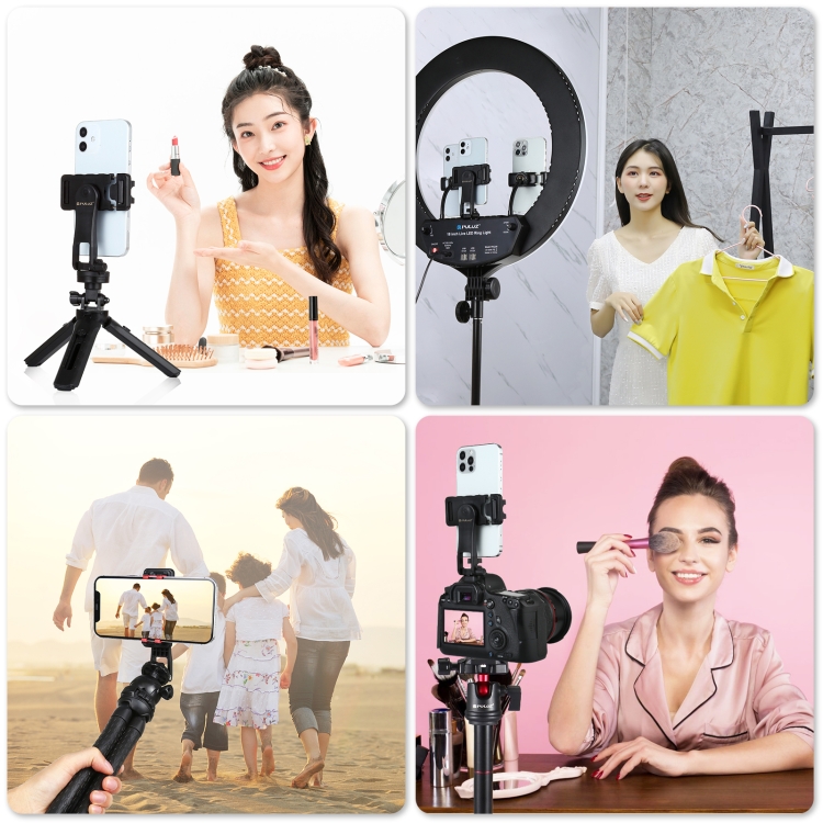 PULUZ 360 Degree Rotating Horizontal Vertical Shooting Phone ABS Clamp Holder Bracket For iPhone, Galaxy, Huawei, Xiaomi, Sony, HTC, Google and other Smartphones (Black) - 5
