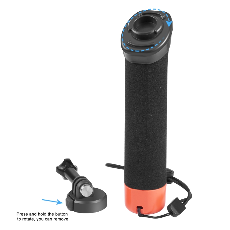 PULUZ Floating Foam Hand Grip Buoyancy Rods with Strap & Quick-release Base for GoPro HERO10 Black / HERO9 Black / HERO8 Black / HERO7 /6 /5 /5 Session /4 Session /4 /3+ /3 /2 /1, DJI Action 2, Xiaoyi and Other Action Cameras(Orange) - 3