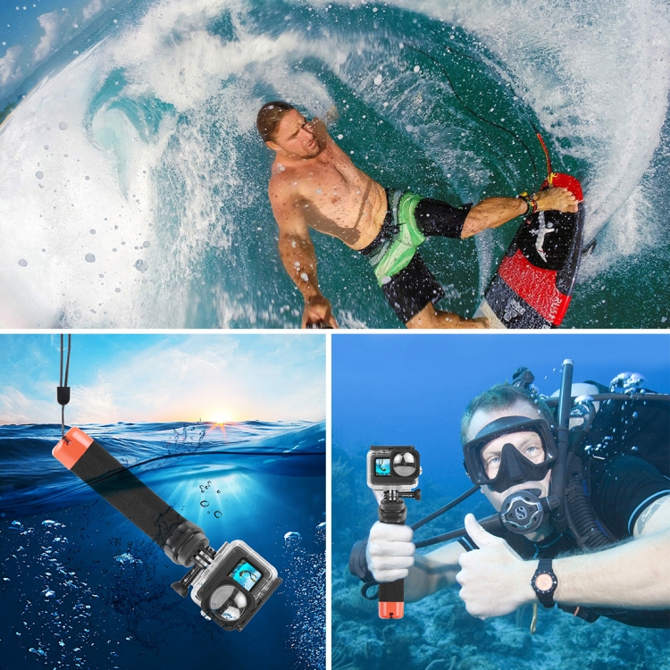 PULUZ Floating Foam Hand Grip Buoyancy Rods with Strap & Quick-release Base for GoPro HERO10 Black / HERO9 Black / HERO8 Black / HERO7 /6 /5 /5 Session /4 Session /4 /3+ /3 /2 /1, DJI Action 2, Xiaoyi and Other Action Cameras(Orange) - 6