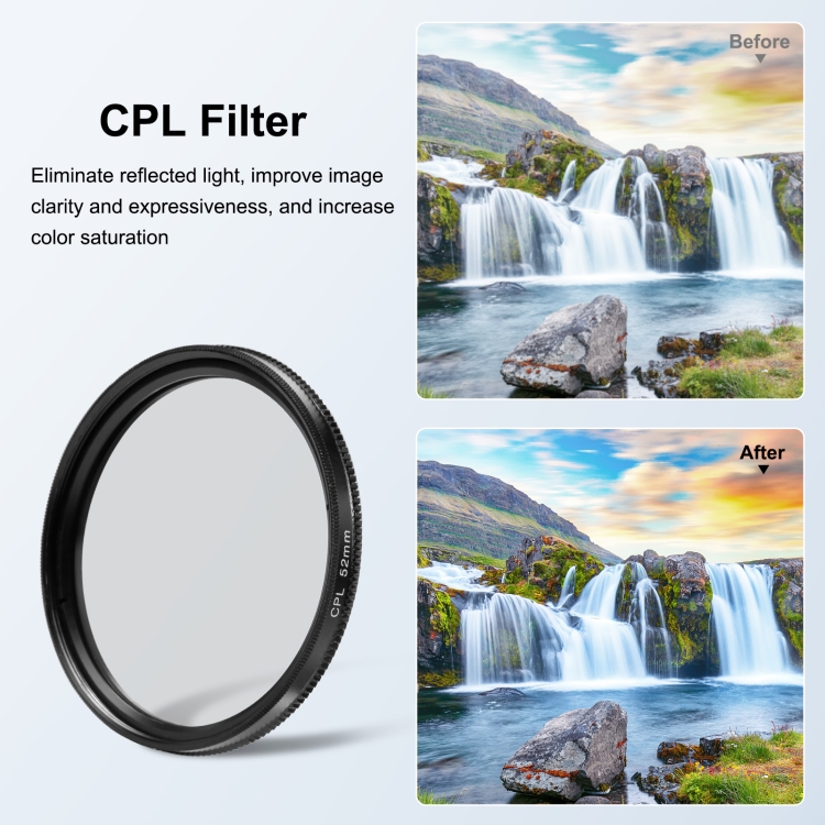 PULUZ 52mm CPL + UV Lens Filter with Adapter Ring for GoPro Hero11 Black / HERO10 Black / HERO9 Black(Black) - 4