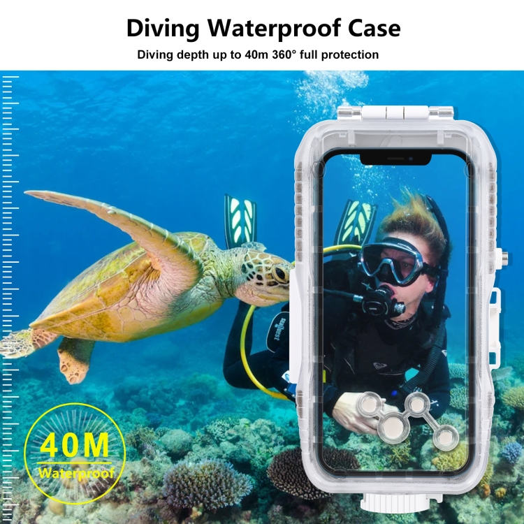 PULUZ 40m/130ft Waterproof Diving Case for iPhone 13 Pro Max / 12 Pro Max / 11 Pro Max, Photo Video Taking Underwater Housing Cover(White) - 3