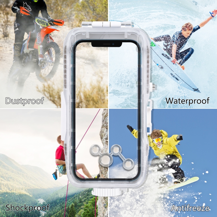 PULUZ 40m/130ft Waterproof Diving Case for iPhone 13 Pro Max / 12 Pro Max / 11 Pro Max, Photo Video Taking Underwater Housing Cover(White) - 4