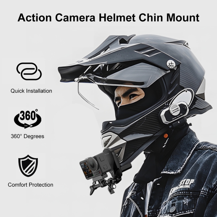 PULUZ Motorcycle Helmet Chin Clamp Mount for GoPro and Other Action Cameras  (Black)