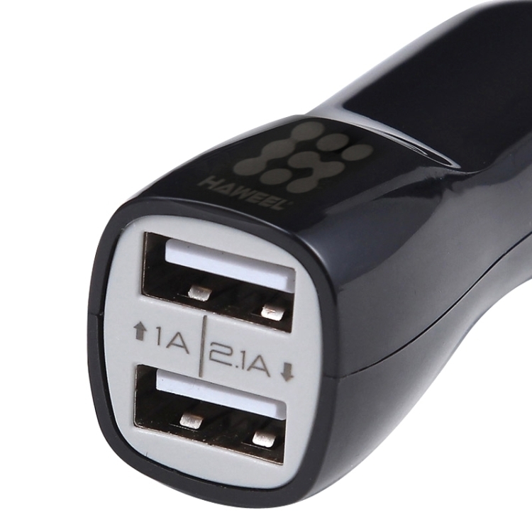 HAWEEL High Quality 2.1A + 1A Dual USB Ports Car Charger(Black) - 5